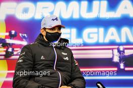 Esteban Ocon (FRA) Alpine F1 Team in the FIA Press Conference. 26.08.2021. Formula 1 World Championship, Rd 12, Belgian Grand Prix, Spa Francorchamps, Belgium, Preparation Day.