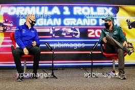 (L to R): Nikita Mazepin (RUS) Haas F1 Team and Sebastian Vettel (GER) Aston Martin F1 Team in the FIA Press Conference. 26.08.2021. Formula 1 World Championship, Rd 12, Belgian Grand Prix, Spa Francorchamps, Belgium, Preparation Day.