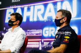 (L to R): Toto Wolff (GER) Mercedes AMG F1 Shareholder and Executive Director and Christian Horner (GBR) Red Bull Racing Team Principal in the FIA Press Conference. 26.03.2021. Formula 1 World Championship, Rd 1, Bahrain Grand Prix, Sakhir, Bahrain, Practice Day