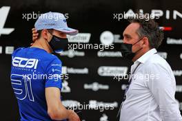 (L to R): Esteban Ocon (FRA) Alpine F1 Team with Frank Montangy (FRA) Canal+ TV Presenter. 26.03.2021. Formula 1 World Championship, Rd 1, Bahrain Grand Prix, Sakhir, Bahrain, Practice Day