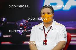 Zak Brown (USA) McLaren Executive Director in the FIA Press Conference. 26.03.2021. Formula 1 World Championship, Rd 1, Bahrain Grand Prix, Sakhir, Bahrain, Practice Day