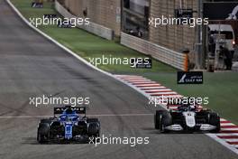 Fernando Alonso (ESP) Alpine F1 Team A521 and George Russell (GBR) Williams Racing FW43B. 28.03.2021. Formula 1 World Championship, Rd 1, Bahrain Grand Prix, Sakhir, Bahrain, Race Day.