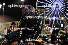 Lewis Hamilton (GBR) Mercedes AMG F1 W12 in qualifying parc ferme. 27.03.2021. Formula 1 World Championship, Rd 1, Bahrain Grand Prix, Sakhir, Bahrain, Qualifying Day.