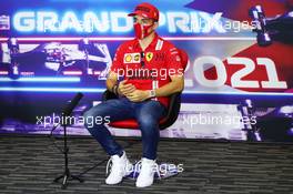 Charles Leclerc (MON) Ferrari in the FIA Press Conference. 25.03.2021. Formula 1 World Championship, Rd 1, Bahrain Grand Prix, Sakhir, Bahrain, Preparation Day.