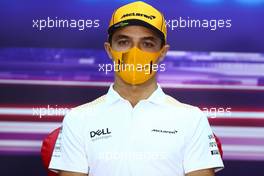 Lando Norris (GBR) McLaren in the FIA Press Conference. 25.03.2021. Formula 1 World Championship, Rd 1, Bahrain Grand Prix, Sakhir, Bahrain, Preparation Day.