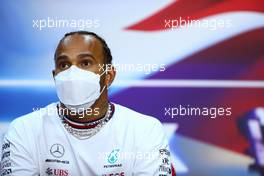 Lewis Hamilton (GBR) Mercedes AMG F1 in the FIA Press Conference. 25.03.2021. Formula 1 World Championship, Rd 1, Bahrain Grand Prix, Sakhir, Bahrain, Preparation Day.