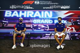 (L to R): Nicholas Latifi (CDN) Williams Racing and George Russell (GBR) Williams Racing in the FIA Press Conference. 25.03.2021. Formula 1 World Championship, Rd 1, Bahrain Grand Prix, Sakhir, Bahrain, Preparation Day.