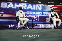 (L to R): Pierre Gasly (FRA) AlphaTauri and Yuki Tsunoda (JPN) AlphaTauri in the FIA Press Conference. 25.03.2021. Formula 1 World Championship, Rd 1, Bahrain Grand Prix, Sakhir, Bahrain, Preparation Day.