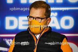 Andreas Seidl, McLaren Managing Director in the FIA Press Conference. 12.11.2021. Formula 1 World Championship, Rd 19, Brazilian Grand Prix, Sao Paulo, Brazil, Qualifying Day.
