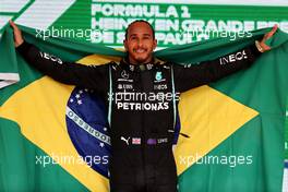1st place Lewis Hamilton (GBR) Mercedes AMG F1 W12. 14.11.2021. Formula 1 World Championship, Rd 19, Brazilian Grand Prix, Sao Paulo, Brazil, Race Day.
