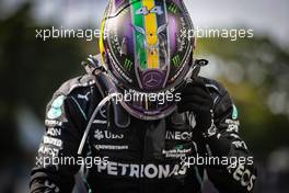 Race winner Lewis Hamilton (GBR) Mercedes AMG F1 W12 celebrates in parc ferme. 14.11.2021. Formula 1 World Championship, Rd 19, Brazilian Grand Prix, Sao Paulo, Brazil, Race Day.