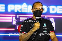 Lewis Hamilton (GBR) Mercedes AMG F1 in the post race FIA Press Conference. 14.11.2021. Formula 1 World Championship, Rd 19, Brazilian Grand Prix, Sao Paulo, Brazil, Race Day.