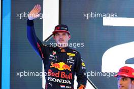 Max Verstappen (NLD) Red Bull Racing RB16B celebrates finishing second in the Sprint. 13.11.2021. Formula 1 World Championship, Rd 19, Brazilian Grand Prix, Sao Paulo, Brazil, Sprint Race Day.
