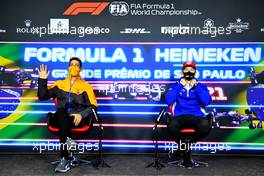 (L to R): Daniel Ricciardo (AUS) McLaren and Nikita Mazepin (RUS) Haas F1 Team in the FIA Press Conference. 11.11.2021. Formula 1 World Championship, Rd 19, Brazilian Grand Prix, Sao Paulo, Brazil, Preparation Day.