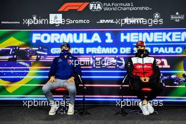 (L to R): George Russell (GBR) Williams Racing and Antonio Giovinazzi (ITA) Alfa Romeo Racing in the FIA Press Conference. 11.11.2021. Formula 1 World Championship, Rd 19, Brazilian Grand Prix, Sao Paulo, Brazil, Preparation Day.