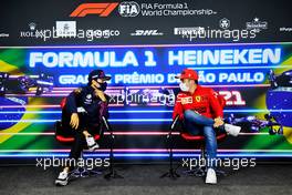 (L to R): Sergio Perez (MEX) Red Bull Racing and Charles Leclerc (MON) Ferrari in the FIA Press Conference. 11.11.2021. Formula 1 World Championship, Rd 19, Brazilian Grand Prix, Sao Paulo, Brazil, Preparation Day.