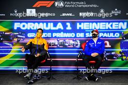 (L to R): Daniel Ricciardo (AUS) McLaren and Nikita Mazepin (RUS) Haas F1 Team in the FIA Press Conference. 11.11.2021. Formula 1 World Championship, Rd 19, Brazilian Grand Prix, Sao Paulo, Brazil, Preparation Day.