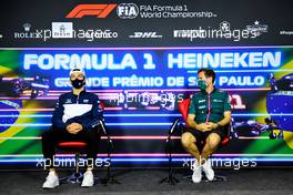 (L to R): Pierre Gasly (FRA) AlphaTauri and Sebastian Vettel (GER) Aston Martin F1 Team in the FIA Press Conference. 11.11.2021. Formula 1 World Championship, Rd 19, Brazilian Grand Prix, Sao Paulo, Brazil, Preparation Day.