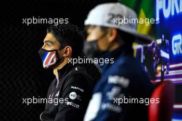 Esteban Ocon (FRA) Alpine F1 Team and Yuki Tsunoda (JPN) AlphaTauri in the FIA Press Conference. 11.11.2021. Formula 1 World Championship, Rd 19, Brazilian Grand Prix, Sao Paulo, Brazil, Preparation Day.