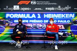 (L to R): Sergio Perez (MEX) Red Bull Racing and Charles Leclerc (MON) Ferrari in the FIA Press Conference. 11.11.2021. Formula 1 World Championship, Rd 19, Brazilian Grand Prix, Sao Paulo, Brazil, Preparation Day.