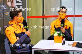 (L to R): Lando Norris (GBR) McLaren and team mate Daniel Ricciardo (AUS) McLaren. 11.11.2021. Formula 1 World Championship, Rd 19, Brazilian Grand Prix, Sao Paulo, Brazil, Preparation Day.