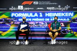 (L to R): Pierre Gasly (FRA) AlphaTauri and Sebastian Vettel (GER) Aston Martin F1 Team in the FIA Press Conference. 11.11.2021. Formula 1 World Championship, Rd 19, Brazilian Grand Prix, Sao Paulo, Brazil, Preparation Day.