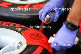Pirelli tyres being marked. 11.11.2021. Formula 1 World Championship, Rd 19, Brazilian Grand Prix, Sao Paulo, Brazil, Preparation Day.