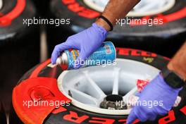 Pirelli tyres being marked. 11.11.2021. Formula 1 World Championship, Rd 19, Brazilian Grand Prix, Sao Paulo, Brazil, Preparation Day.