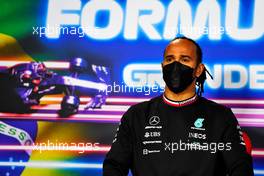 Lewis Hamilton (GBR) Mercedes AMG F1 in the FIA Press Conference. 11.11.2021. Formula 1 World Championship, Rd 19, Brazilian Grand Prix, Sao Paulo, Brazil, Preparation Day.