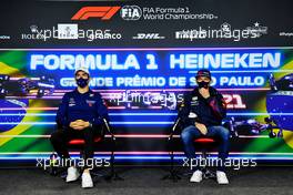 (L to R): Nicholas Latifi (CDN) Williams Racing and Max Verstappen (NLD) Red Bull Racing in the FIA Press Conference. 11.11.2021. Formula 1 World Championship, Rd 19, Brazilian Grand Prix, Sao Paulo, Brazil, Preparation Day.