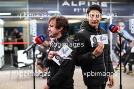 (L to R): Fernando Alonso (ESP) Alpine F1 Team with team mate Esteban Ocon (FRA) Alpine F1 Team. 11.11.2021. Formula 1 World Championship, Rd 19, Brazilian Grand Prix, Sao Paulo, Brazil, Preparation Day.