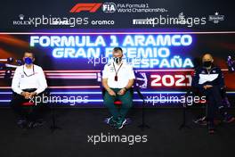 The FIA Press Conference (L to R): Guenther Steiner (ITA) Haas F1 Team Prinicipal; Otmar Szafnauer (USA) Aston Martin F1 Team Principal and CEO; Franz Tost (AUT) AlphaTauri Team Principal. 07.05.2021 Formula 1 World Championship, Rd 4, Spanish Grand Prix, Barcelona, Spain, Practice Day.