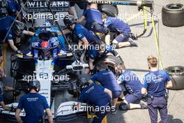 George Russell (GBR) Williams Racing FW43B practices a pit stop. 07.05.2021 Formula 1 World Championship, Rd 4, Spanish Grand Prix, Barcelona, Spain, Practice Day.