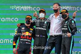 The podium (L to R): Max Verstappen (NLD) Red Bull Racing, second; Lewis Hamilton (GBR) Mercedes AMG F1, race winner; Jim Ratcliffe (GBR) Chief Executive Officer of Ineos / Mercedes AMG F1 Shareholder; Valtteri Bottas (FIN) Mercedes AMG F1, third. 09.05.2021. Formula 1 World Championship, Rd 4, Spanish Grand Prix, Barcelona, Spain, Race Day.