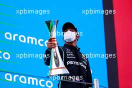 Race winner Lewis Hamilton (GBR) Mercedes AMG F1 celebrates on the podium. 09.05.2021. Formula 1 World Championship, Rd 4, Spanish Grand Prix, Barcelona, Spain, Race Day.