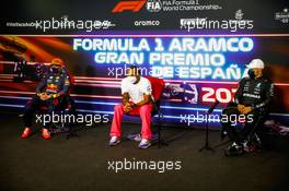 The post race FIA Press Conference (L to R): Max Verstappen (NLD) Red Bull Racing; Lewis Hamilton (GBR) Mercedes AMG F1; Valtteri Bottas (FIN) Mercedes AMG F1. 09.05.2021. Formula 1 World Championship, Rd 4, Spanish Grand Prix, Barcelona, Spain, Race Day.