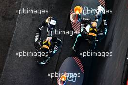 Race winner Lewis Hamilton (GBR) Mercedes AMG F1 celebrates on the podium with team mate Valtteri Bottas (FIN) Mercedes AMG F1. 09.05.2021. Formula 1 World Championship, Rd 4, Spanish Grand Prix, Barcelona, Spain, Race Day.