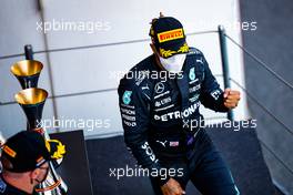 Race winner Lewis Hamilton (GBR) Mercedes AMG F1 celebrates on the podium. 09.05.2021. Formula 1 World Championship, Rd 4, Spanish Grand Prix, Barcelona, Spain, Race Day.