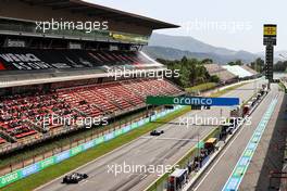 Valtteri Bottas (FIN) Mercedes AMG F1 W12 follows Esteban Ocon (FRA) Alpine F1 Team A521. 09.05.2021. Formula 1 World Championship, Rd 4, Spanish Grand Prix, Barcelona, Spain, Race Day.