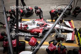 Kimi Raikkonen (FIN) Alfa Romeo Racing C41 makes a pit stop. 09.05.2021. Formula 1 World Championship, Rd 4, Spanish Grand Prix, Barcelona, Spain, Race Day.