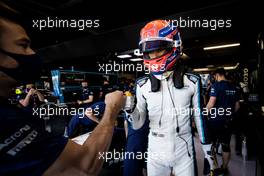 George Russell (GBR) Williams Racing FW43B celebrates with the team during qualifying. 08.05.2021. Formula 1 World Championship, Rd 4, Spanish Grand Prix, Barcelona, Spain, Qualifying Day.