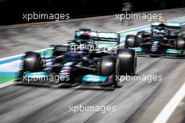 Lewis Hamilton (GBR) Mercedes AMG F1 W12 and Valtteri Bottas (FIN) Mercedes AMG F1 W12. 08.05.2021. Formula 1 World Championship, Rd 4, Spanish Grand Prix, Barcelona, Spain, Qualifying Day.