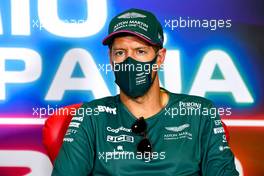 Sebastian Vettel (GER) Aston Martin F1 Team in the FIA Press Conference. 06.05.2021. Formula 1 World Championship, Rd 4, Spanish Grand Prix, Barcelona, Spain, Preparation Day.