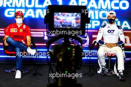 (L to R): Charles Leclerc (MON) Ferrari and Pierre Gasly (FRA) AlphaTauri in the FIA Press Conference. 06.05.2021. Formula 1 World Championship, Rd 4, Spanish Grand Prix, Barcelona, Spain, Preparation Day.