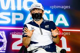 Yuki Tsunoda (JPN) AlphaTauri in the FIA Press Conference. 06.05.2021. Formula 1 World Championship, Rd 4, Spanish Grand Prix, Barcelona, Spain, Preparation Day.