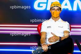 Lando Norris (GBR) McLaren in the FIA Press Conference. 06.05.2021. Formula 1 World Championship, Rd 4, Spanish Grand Prix, Barcelona, Spain, Preparation Day.