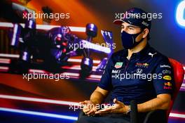 Sergio Perez (MEX) Red Bull Racing in the FIA Press Conference. 06.05.2021. Formula 1 World Championship, Rd 4, Spanish Grand Prix, Barcelona, Spain, Preparation Day.