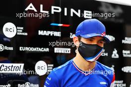 Esteban Ocon (FRA) Alpine F1 Team with the media. 18.06.2021. Formula 1 World Championship, Rd 7, French Grand Prix, Paul Ricard, France, Practice Day.