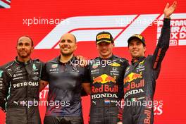 The podium (L to R): Lewis Hamilton (GBR) Mercedes AMG F1, second; Gianpiero Lambiase (ITA) Red Bull Racing Engineer; Max Verstappen (NLD) Red Bull Racing, race winner; Sergio Perez (MEX) Red Bull Racing, third. 20.06.2021. Formula 1 World Championship, Rd 7, French Grand Prix, Paul Ricard, France, Race Day.