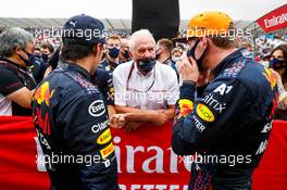 (L to R): Sergio Perez (MEX) Red Bull Racing with Dr Helmut Marko (AUT) Red Bull Motorsport Consultant and Max Verstappen (NLD) Red Bull Racing in parc ferme. 20.06.2021. Formula 1 World Championship, Rd 7, French Grand Prix, Paul Ricard, France, Race Day.